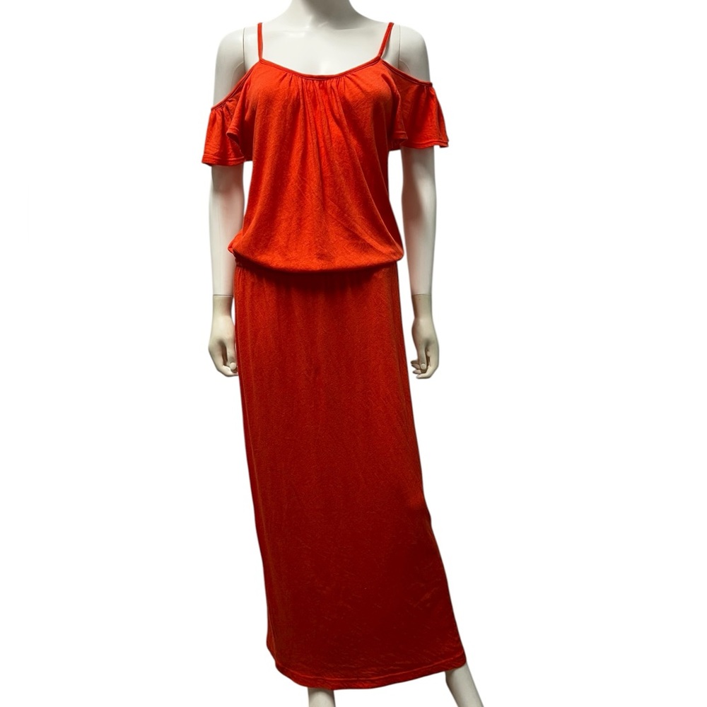 Soft Joie Orange Cotton Stretch Maxi Long Casual Dress Womenโs Small